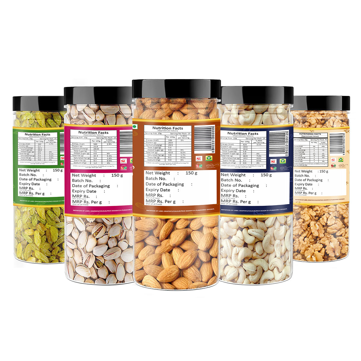 Yum Yum Almonds - Cashews - Pistachios - Raisins - Walnut Kernels (A-C-P-R-WK)