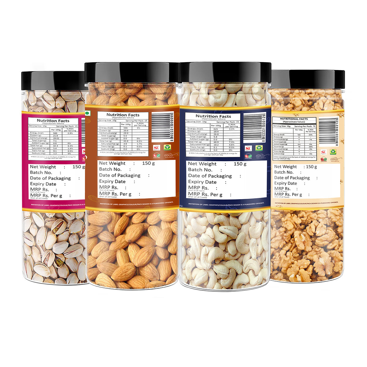 Yum Yum Almonds - Cashews - Pistachios - Walnut Kernels (A-C-P-WK)