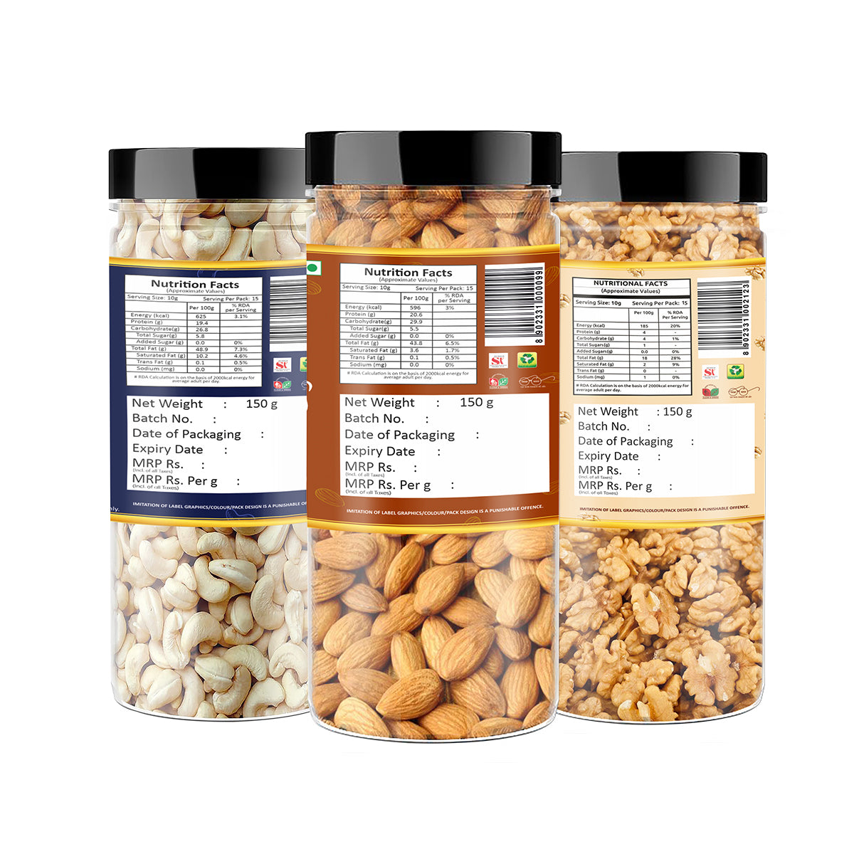 Yum Yum Almonds - Cashews - Walnut Kernels (A-C-WK)